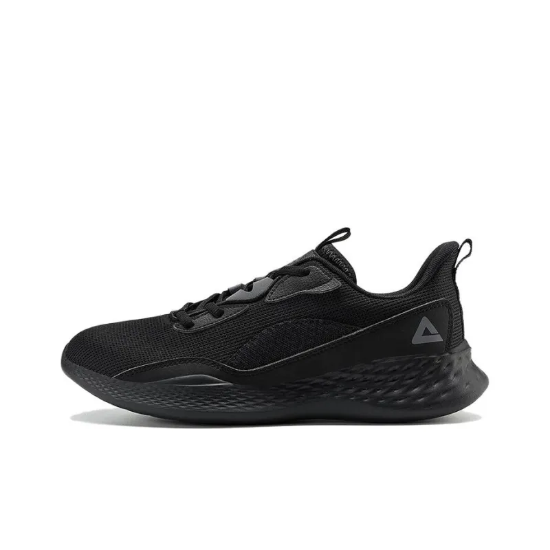 PEAK Slip Resistant Abrasion Resistant Shock Absorbers Low Top Running Shoes Men's All Black-0