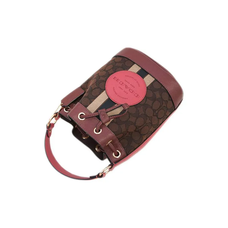 COACH Canvas With Leather Canvas Bag Bucket Bags Crossbody Handbags Small Size Women's Black Pink Multicolor-2