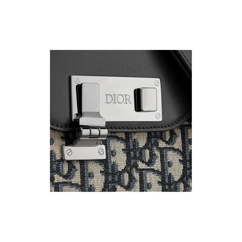 DIOR Lock Cow Leather Camera Bag, Handheld Shoulder Bag, Crossbody Bag Medium Size Men's Beige/Black-4