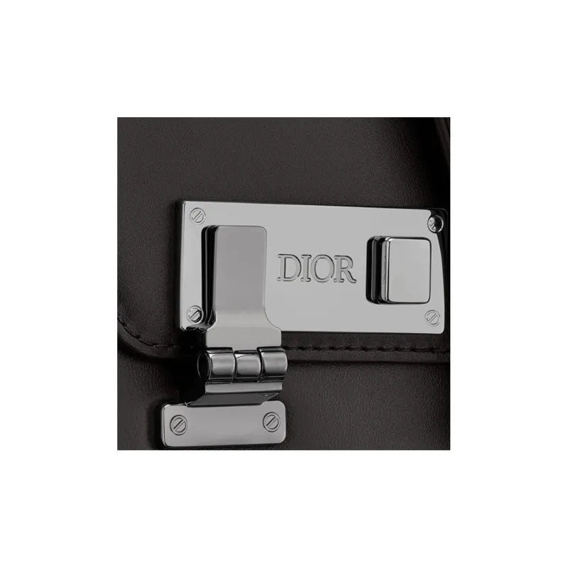 DIOR Lock Cow Leather Shoulder Bag Crossbody Bag With Cell Phone Pouch Men's Black-4