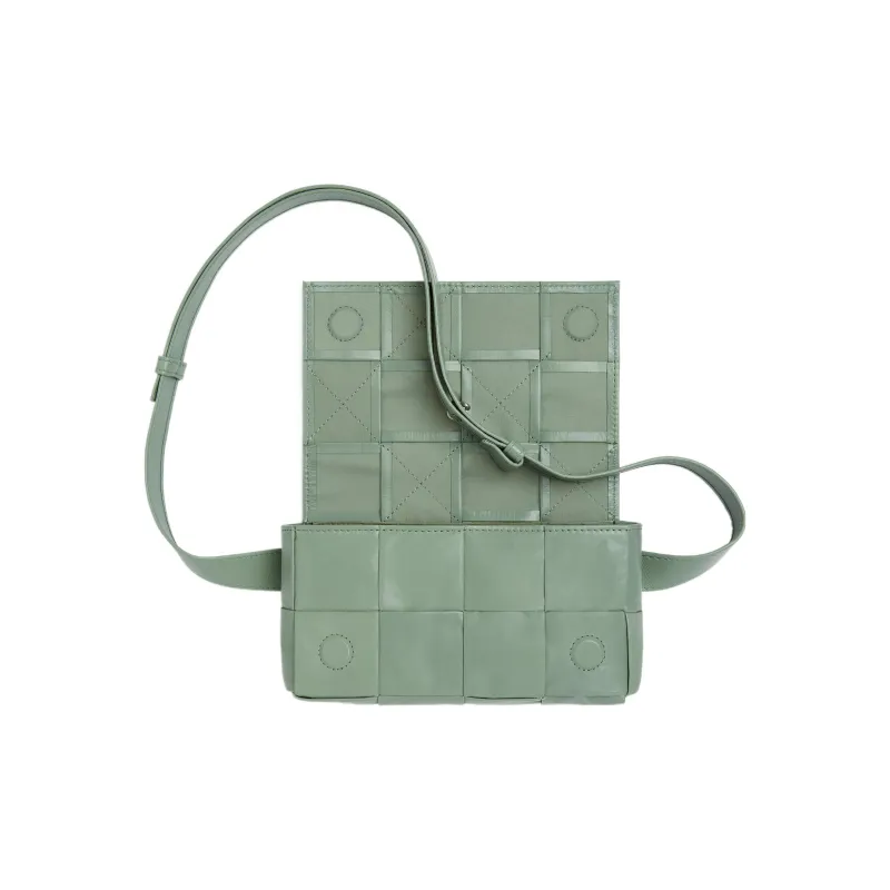 Bottega Veneta Cassette Belt Cow Leather Box Bag Camera Bag Fanny Pack, Crossbody Bag Mini Men's Sage Green-2