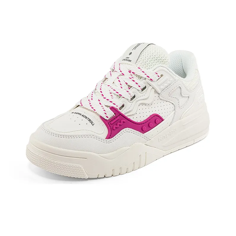 Kappa Anti Slip Wear Resistant Low Top Skateboard Shoes Unisex White Purple-1