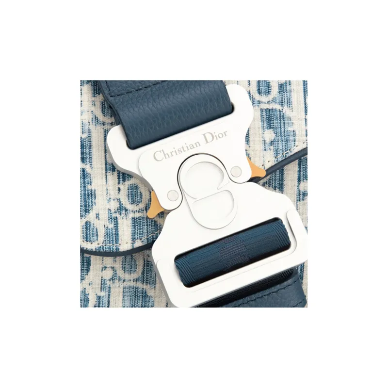 DIOR Saddle Canvas Leather Saddle Bag, Canvas Bag, Crossbody Bag, Fanny Pack, Sling Bag Men's Blue/White-3