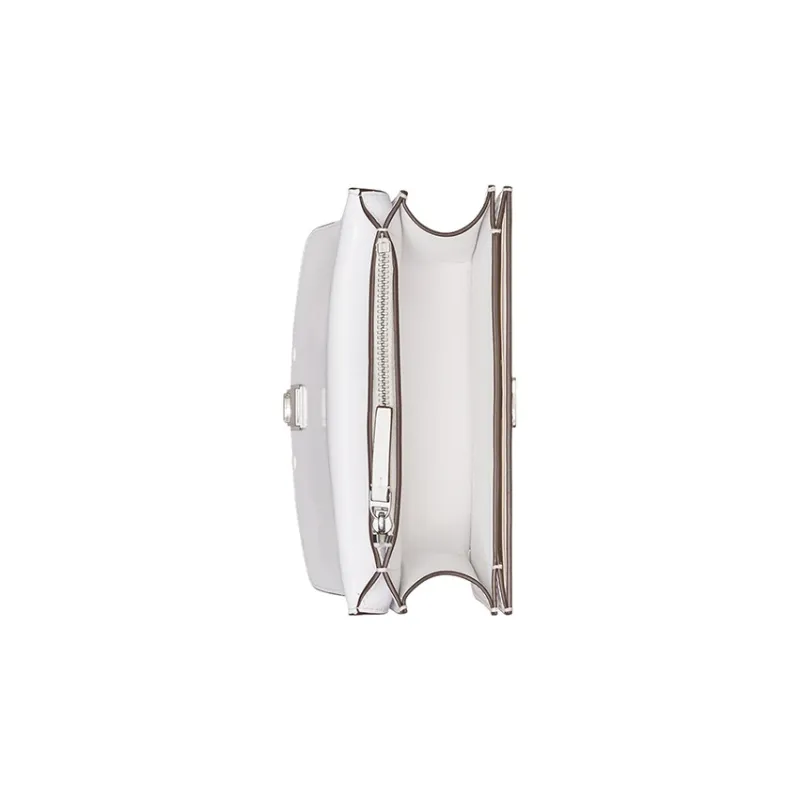 TORY BURCH Eleanor Raffia Box Shaped Bag, Shoulder Bag, Crossbody Bag Trumpets Women's White-2