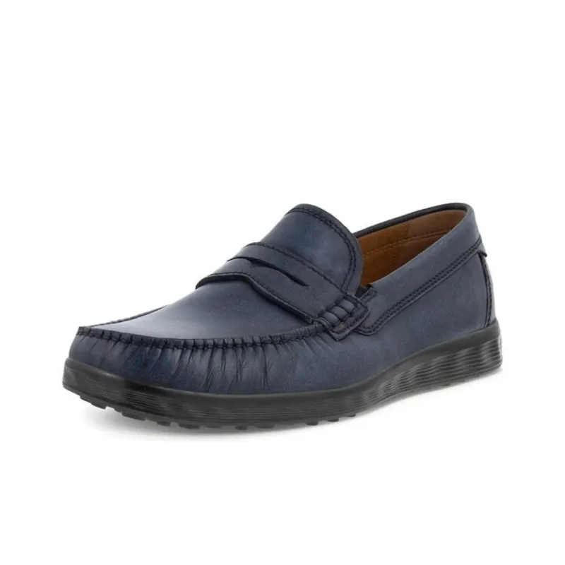Ecco Lightweight Mok Collection Casual Leather Shoes Men's Ocean Blue-1