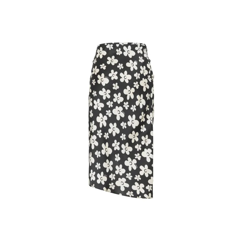 MO&CO Casual Long Skirts Women's Black With White Multicolor-1