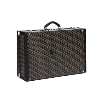 GOYARD Grand Hôtel Canvas With Leather Hard Case Handbag Unisex Black