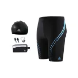 Black Blue Swimming Shorts+Black Swimming Cap+Swim Bag with Earplugs and Nose Clips