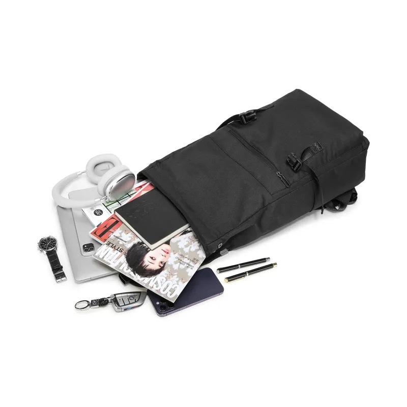 NOMK Oxford Laptop Bag Travel Bag Portable Backpack Large Size Unisex Black-5