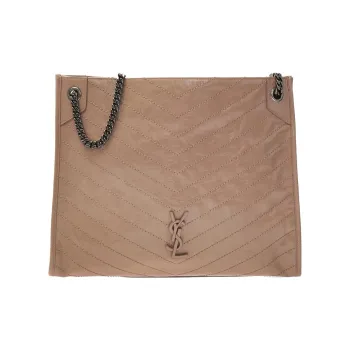 SAINT LAURENT Niki Cow Leather Tote Bag Shopping Bag Handbag Shoulder Bag Women's Light Umber