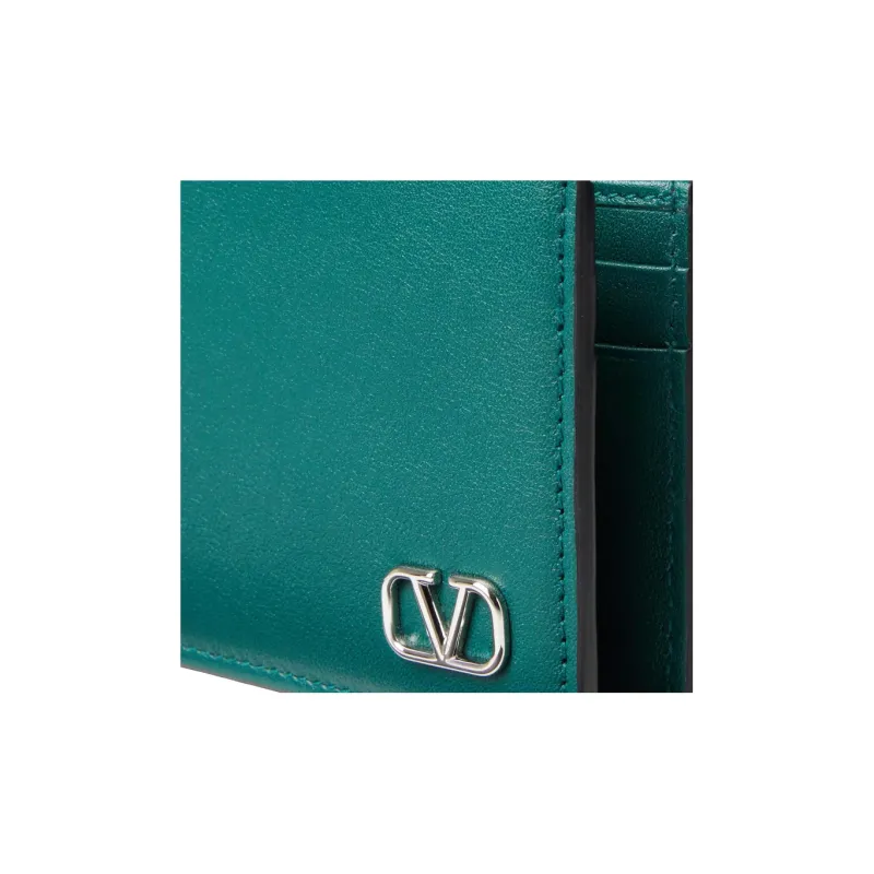 Valentino Vlogo Calfskin Wallet Men's Preppy Green-4