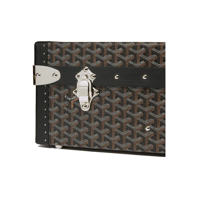 GOYARD Grand Hôtel Canvas With Leather Hard Case Handbag Unisex Black-4