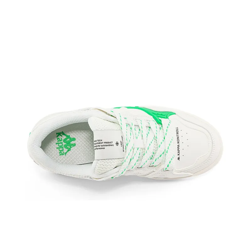 Kappa Anti Slip Wear Resistant Low Top Skateboard Shoes Unisex White Green-2