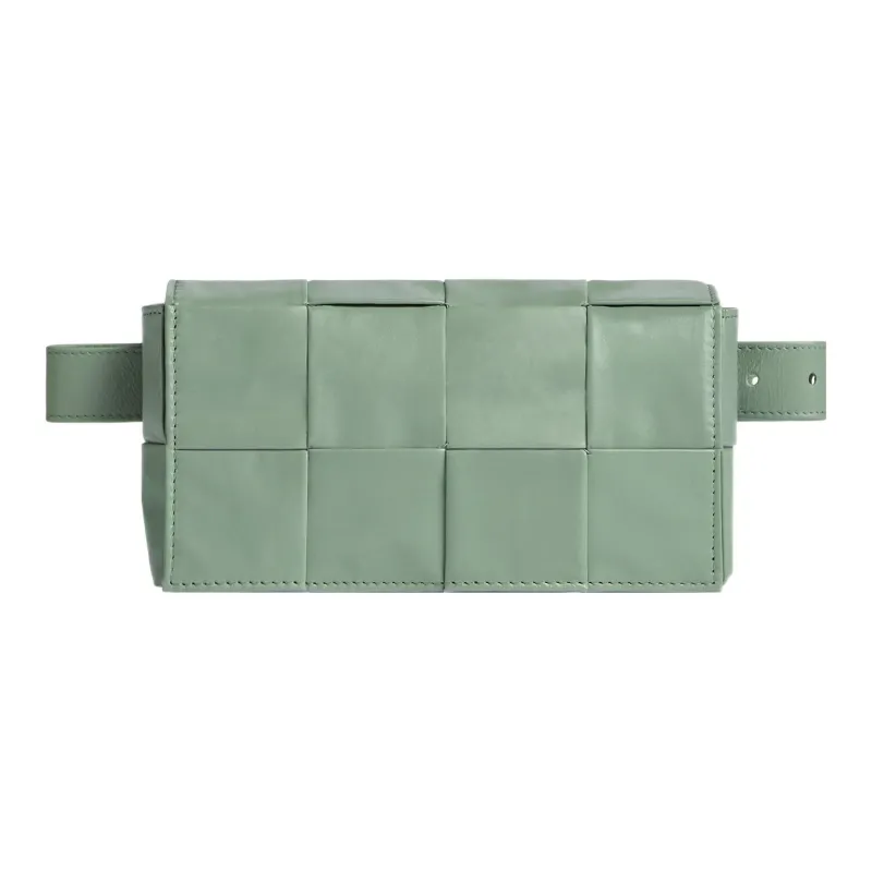 Bottega Veneta Cassette Belt Cow Leather Box Bag Camera Bag Fanny Pack, Crossbody Bag Mini Men's Sage Green-0