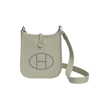 HERMES Evelyne Clemence Bullock Leather Crossbody Bag Shoulder Bag Mini Women's Snowy Gray
