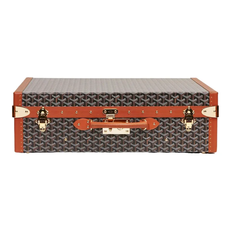 GOYARD Grand Hôtel Canvas With Leather Hard Case Handbag Unisex Brown-1