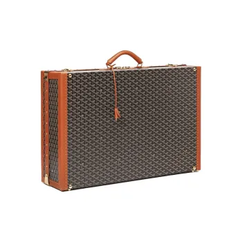 GOYARD Grand Hôtel Canvas With Leather Hard Case Handbag Unisex Brown