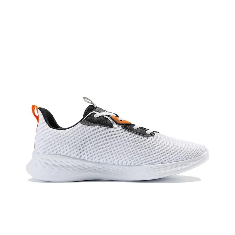 PEAK Qingyi Cushioning Anti Slip Wear Resistant Breathability Low Top Running Shoes Men's White Black Orange-1