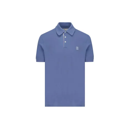 Brunello Cucinelli Polo Shirts Men Blue