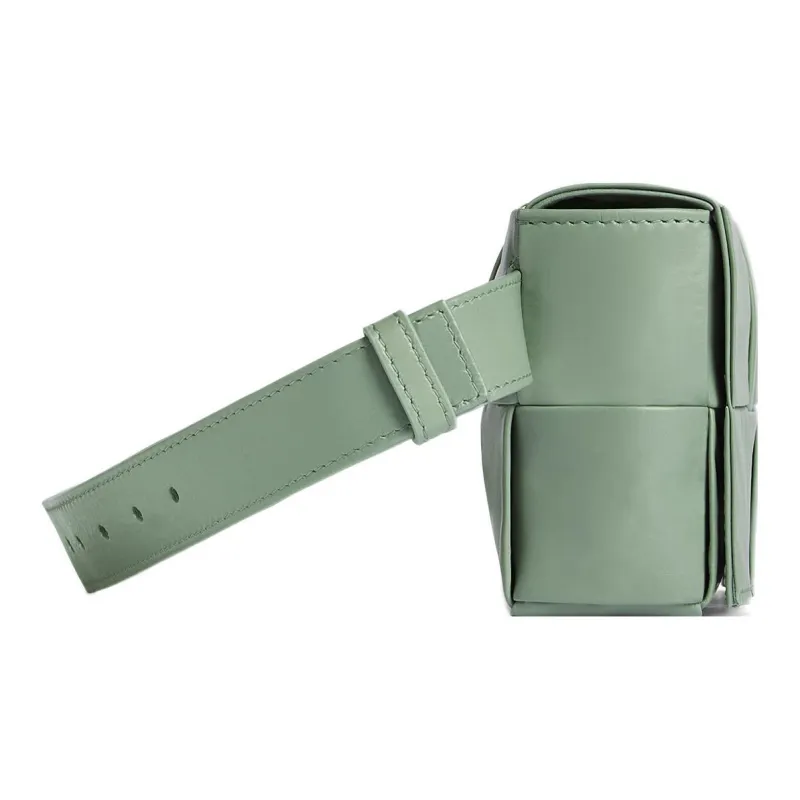 Bottega Veneta Cassette Belt Cow Leather Box Bag Camera Bag Fanny Pack, Crossbody Bag Mini Men's Sage Green-1