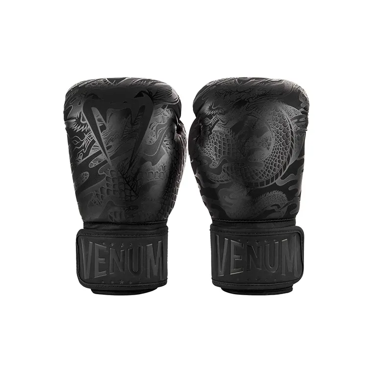 VENUM Boxing Gloves Microfiber Nubuck Leather Sanda, Muay Thai, Combat Sports, Competition, Training Unisex Black-2