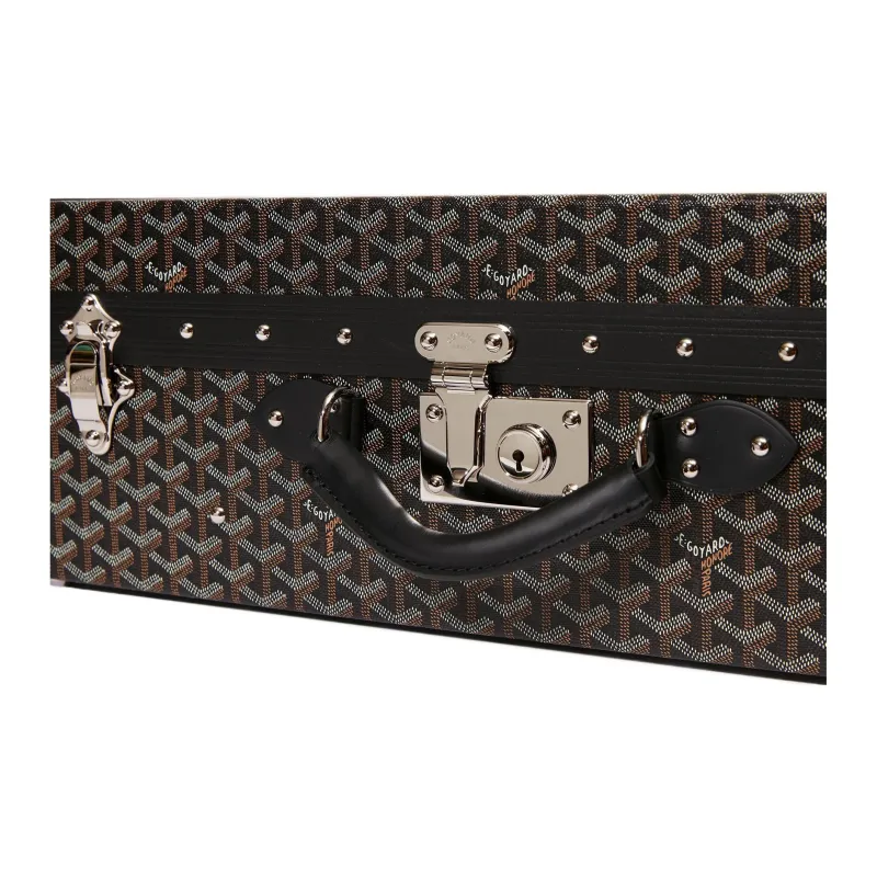 GOYARD Grand Hôtel Canvas With Leather Hard Case Handbag Unisex Black-6