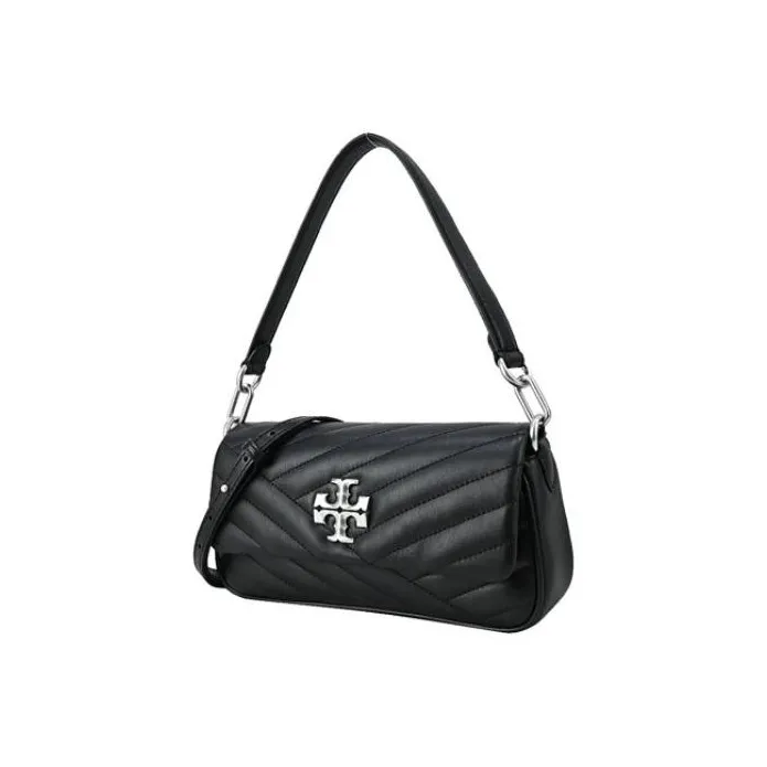 TORY BURCH Kira Leather Shoulder Bag, Baguette Bag, Handbag, Shoulder Bag Women's Black-2