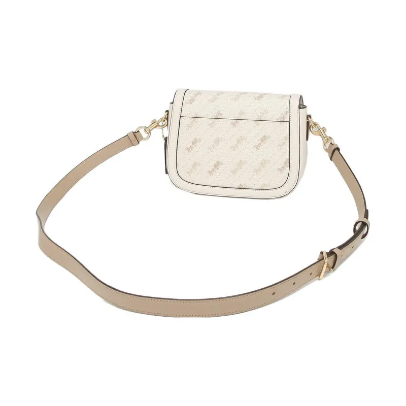 COACH Leather Saddle Bag, Shoulder Bag, Crossbody Bag Trumpets Women's Beige-4