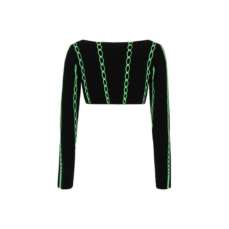 AMBUSH Contrast Trim Cropped Knitted Cardigan-1
