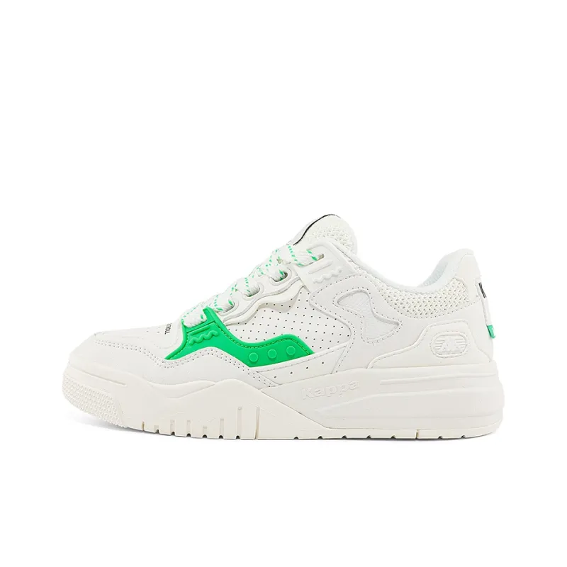 Kappa Anti Slip Wear Resistant Low Top Skateboard Shoes Unisex White Green-0