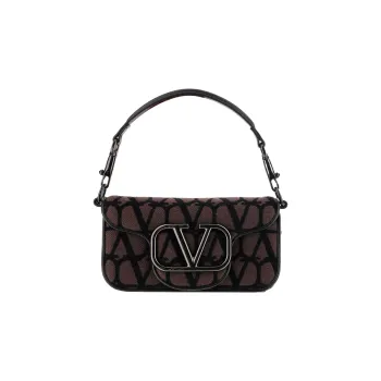 Valentino GARAVANI Fabric With Goatskin Handbag, Shoulder Bag Small Size Women's Black/Brown
