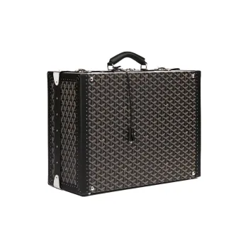 GOYARD Grand Hôtel Canvas With Leather Hard Case Handbag Unisex Black