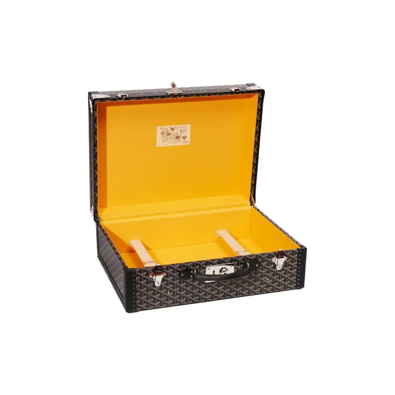 GOYARD Grand Hôtel Canvas With Leather Hard Case Handbag Unisex Black-2