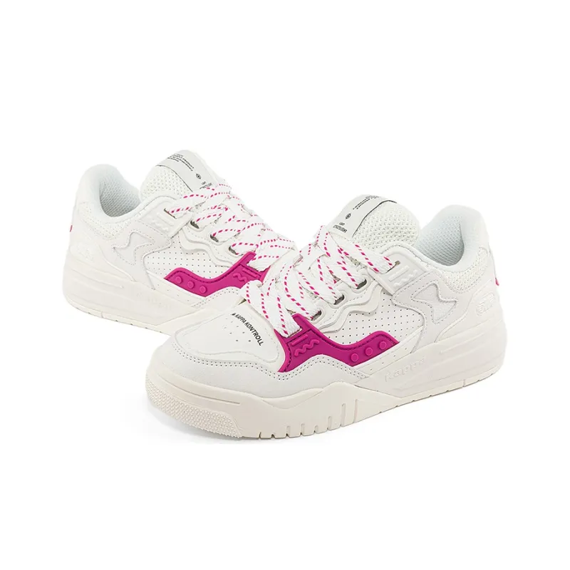 Kappa Anti Slip Wear Resistant Low Top Skateboard Shoes Unisex White Purple-4