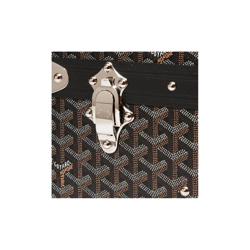 GOYARD Grand Hôtel Canvas With Leather Hard Case Handbag Unisex Black-6