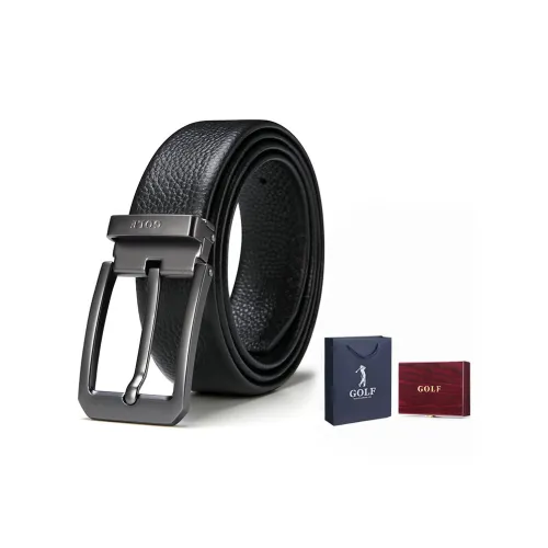 GOLF Leather Belts Men Black Wooden Gift Box Sets