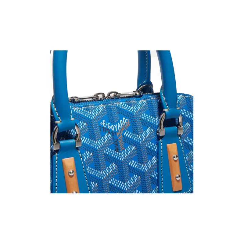 GOYARD Vendôme Canvas With Calfskin Dome Bag Handbag, Shoulder Bag Mini Women's Blue-4