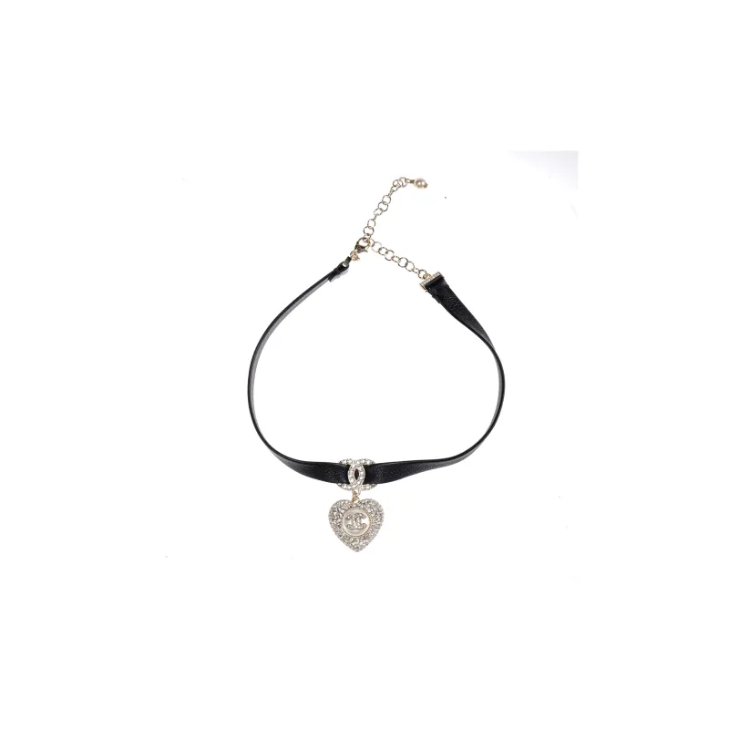 CHANEL Metal, Sheepskin, Artificial Pearl, Rhinestone Necklaces Women's Black-0