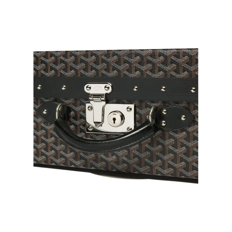 GOYARD Grand Hôtel Canvas With Leather Hard Case Handbag Unisex Black-5