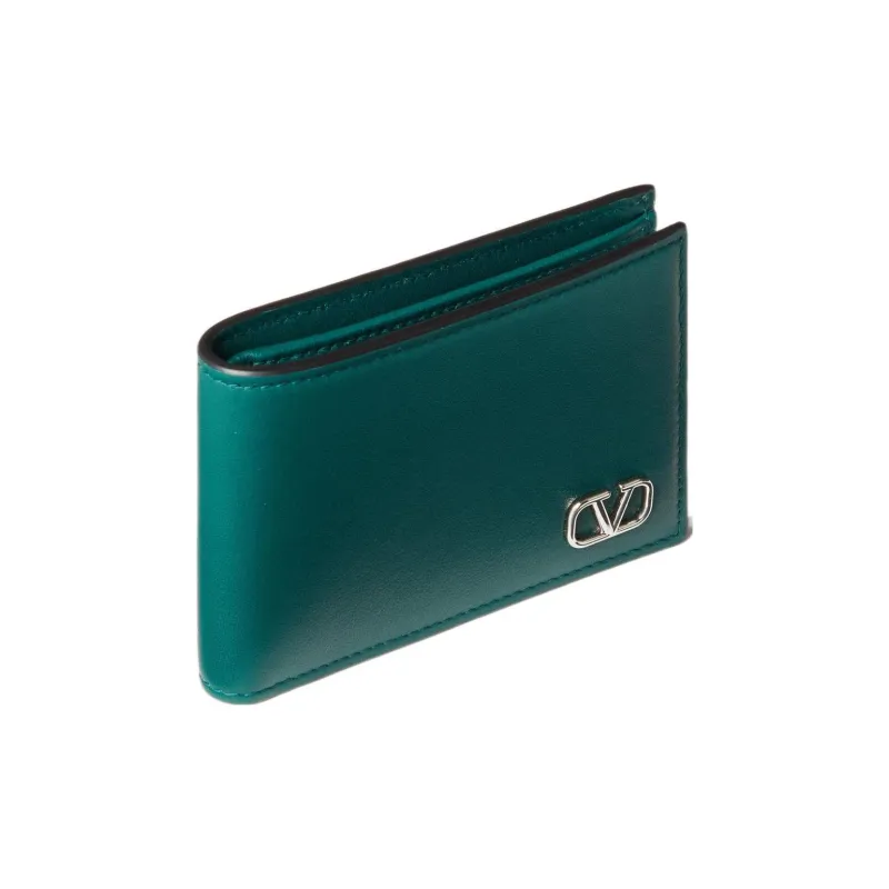 Valentino Vlogo Calfskin Wallet Men's Preppy Green-1
