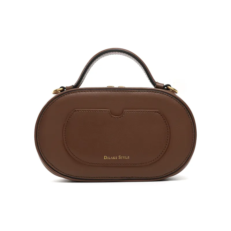 DILAKS Cow Leather Cell Phone Women's Bag, One Shoulder Handbag Trumpets Women's Chocolate-1