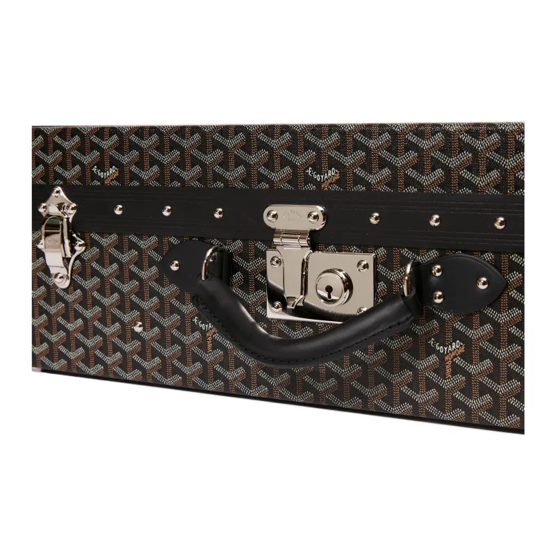 GOYARD Grand Hôtel Canvas With Leather Hard Case Handbag Unisex Black-5