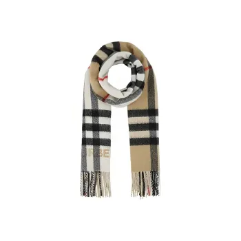 Burberry Checked Pattern Fringe Detailed Scarf