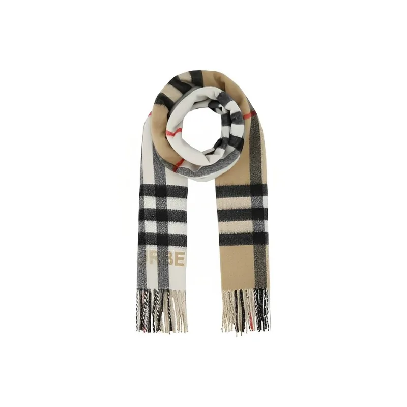 Burberry Checked Pattern Fringe Detailed Scarf-0