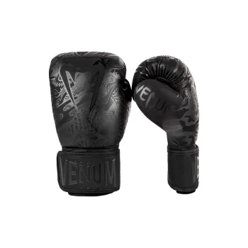 VENUM Boxing Gloves Microfiber Nubuck Leather Sanda, Muay Thai, Combat Sports, Competition, Training Unisex Black