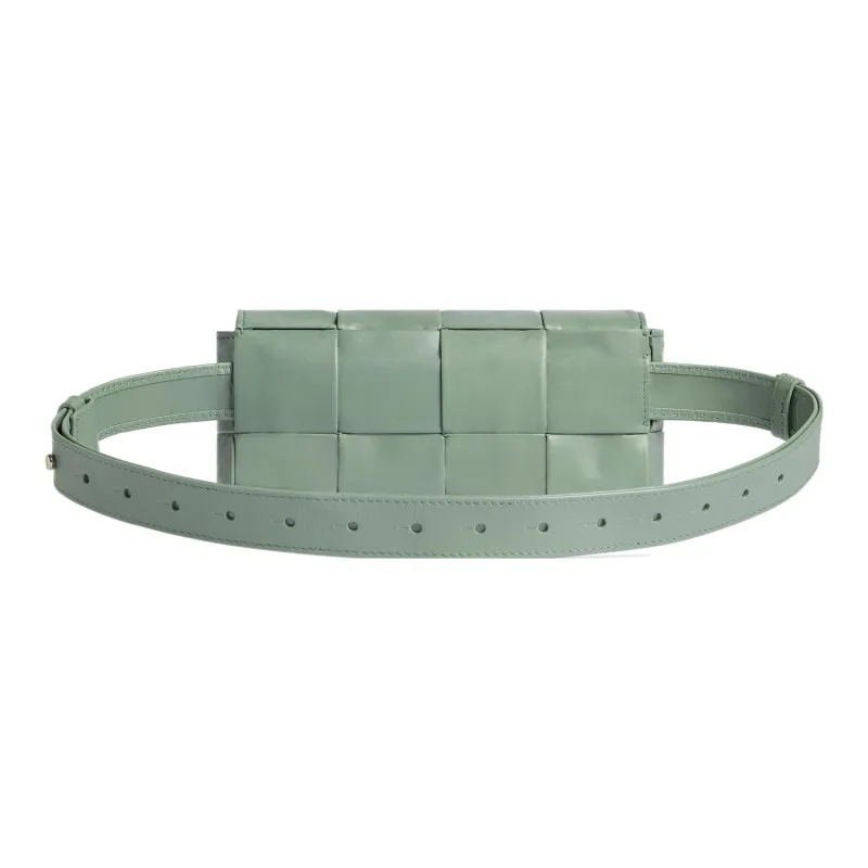 Bottega Veneta Cassette Belt Cow Leather Box Bag Camera Bag Fanny Pack, Crossbody Bag Mini Men's Sage Green-3