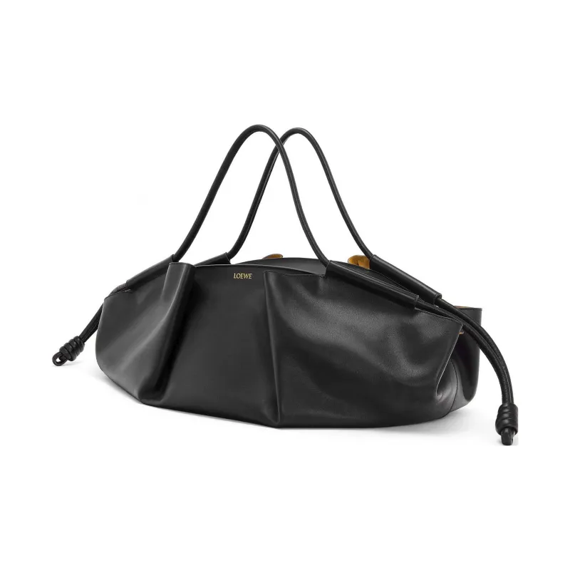 LOEWE Bright Nappa Calfskin Dumpling Bag, Shoulder Bag, Crossbody Bag, Handbag Regular Women's Black-1