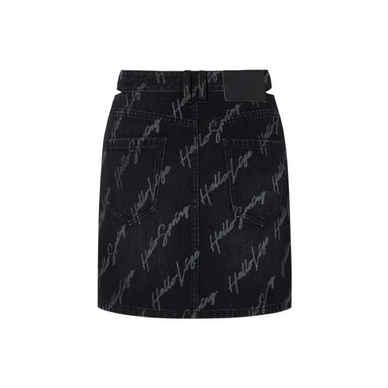 MO&CO Denim Short Skirts Women's Denim Black-1