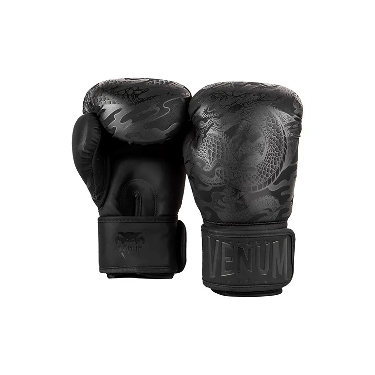VENUM Boxing Gloves Microfiber Nubuck Leather Sanda, Muay Thai, Combat Sports, Competition, Training Unisex Black-1