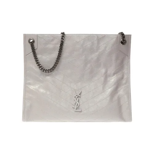 SAINT LAURENT Niki Cow Leather Tote Bag Shopping Bag Handbag Shoulder Bag Women's Gray
